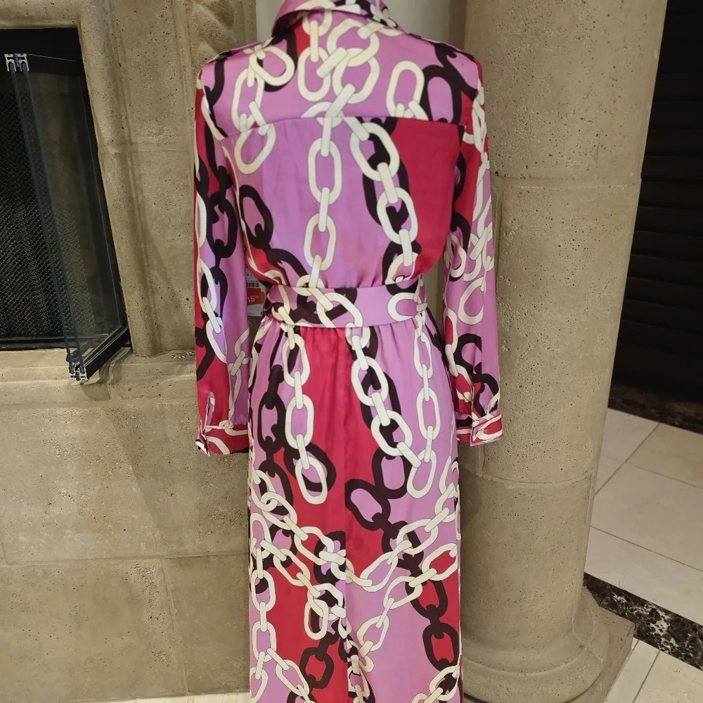 Zara Pink Chain Print Dress - Picture 4 of 6